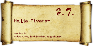 Hejja Tivadar névjegykártya